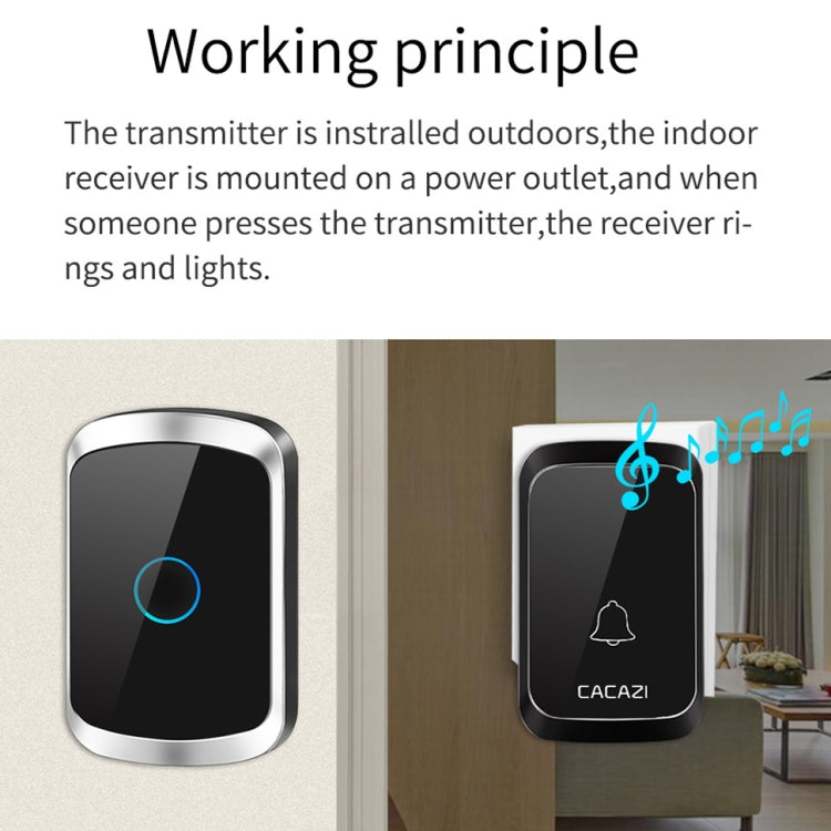 CACAZI A50 1 For 1 Wireless Music Doorbell without Battery CACAZI A50 1 For 1 Wireless Music Doorbell without Battery